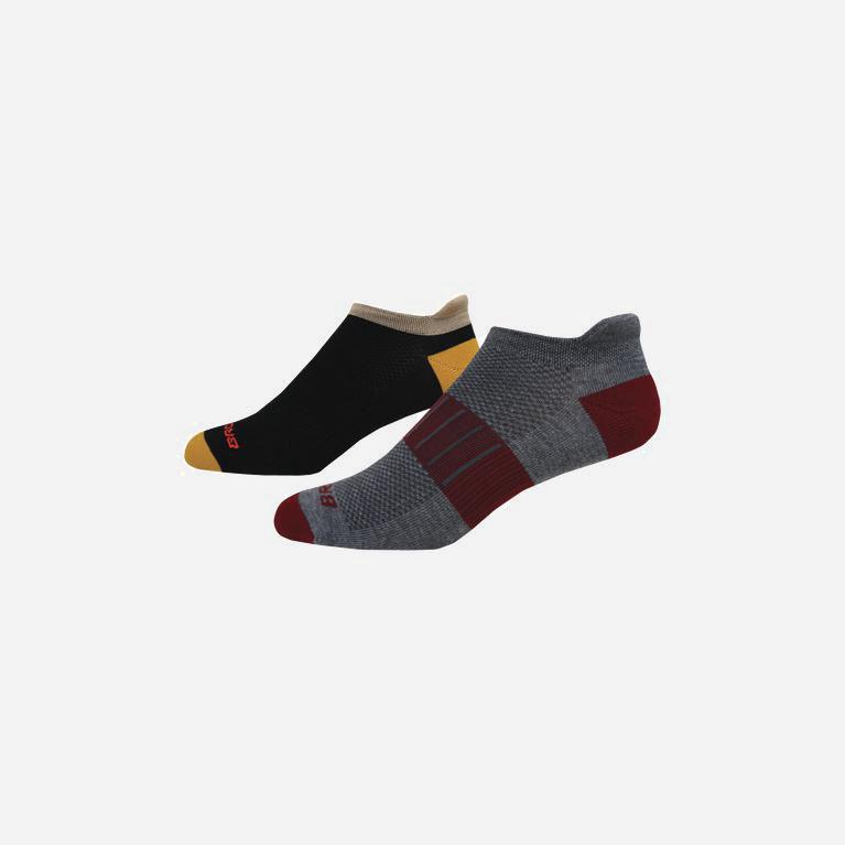 Brooks Ghost Midweight 2-Pack NZ - Men's Running Socks - Asphalt/DarkGey/Black/Burgundy/Cider/Desert